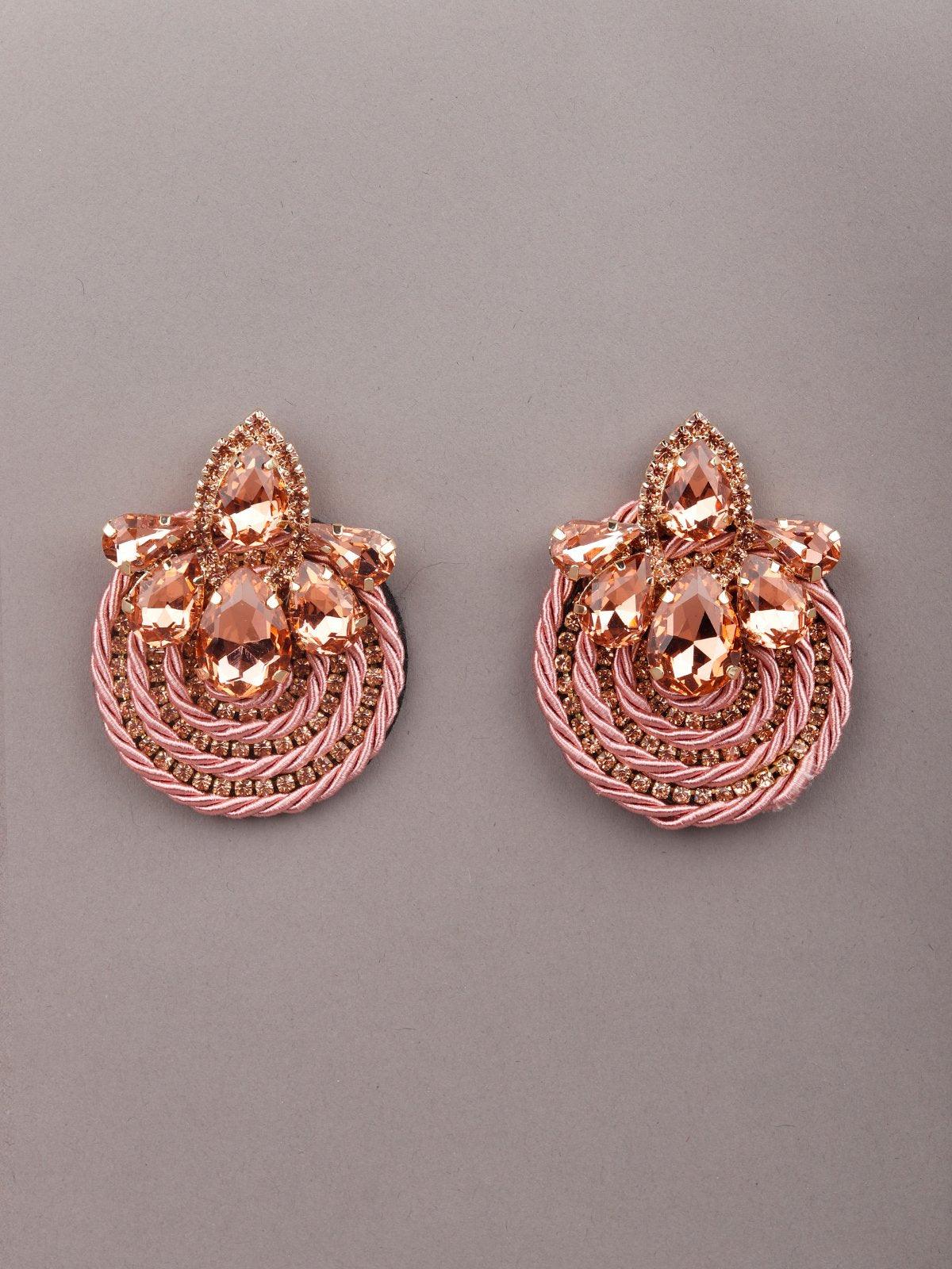 Women's Pink And Gold-Tone Stud Earring