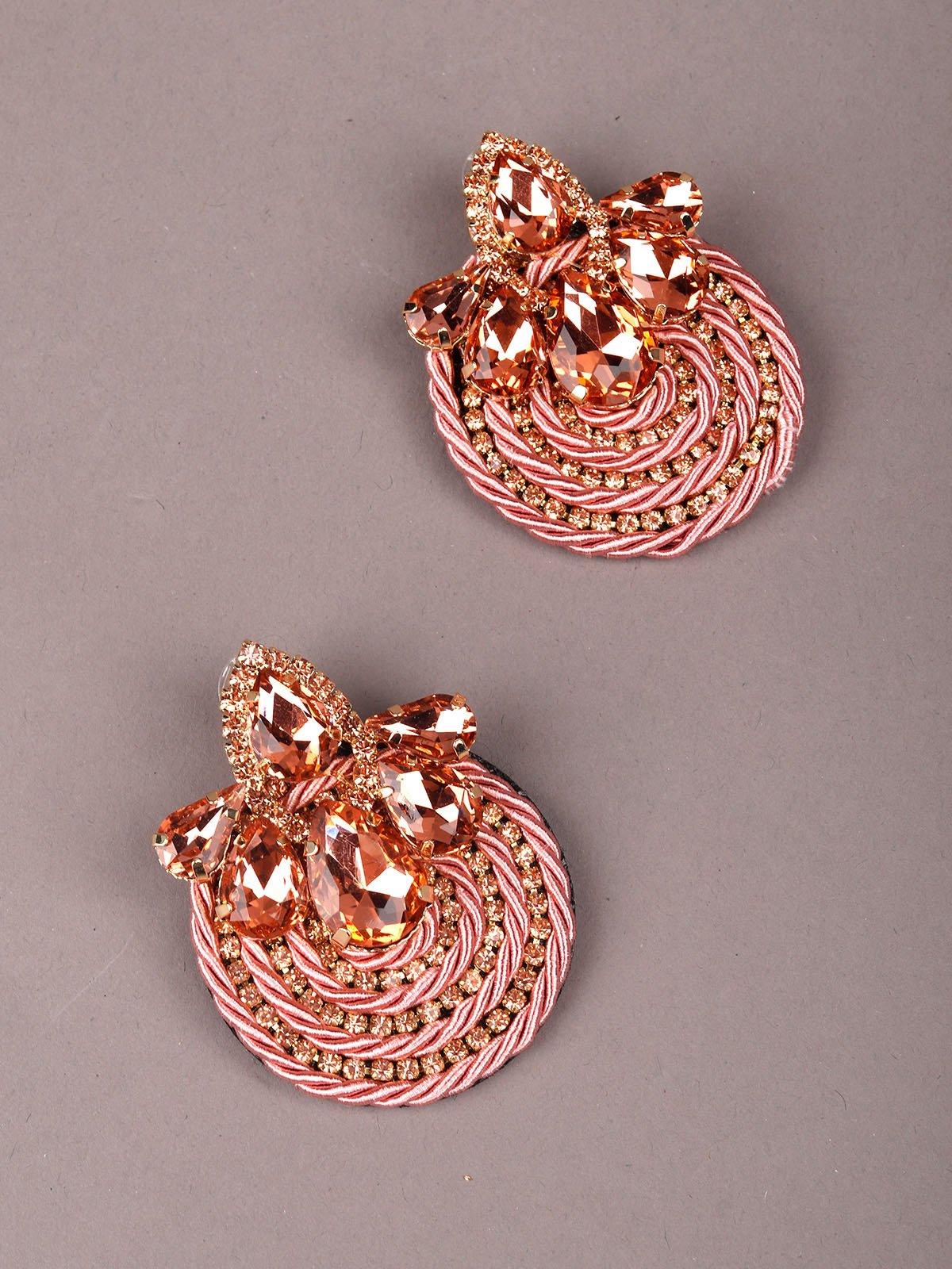 Women's Pink And Gold-Tone Stud Earring