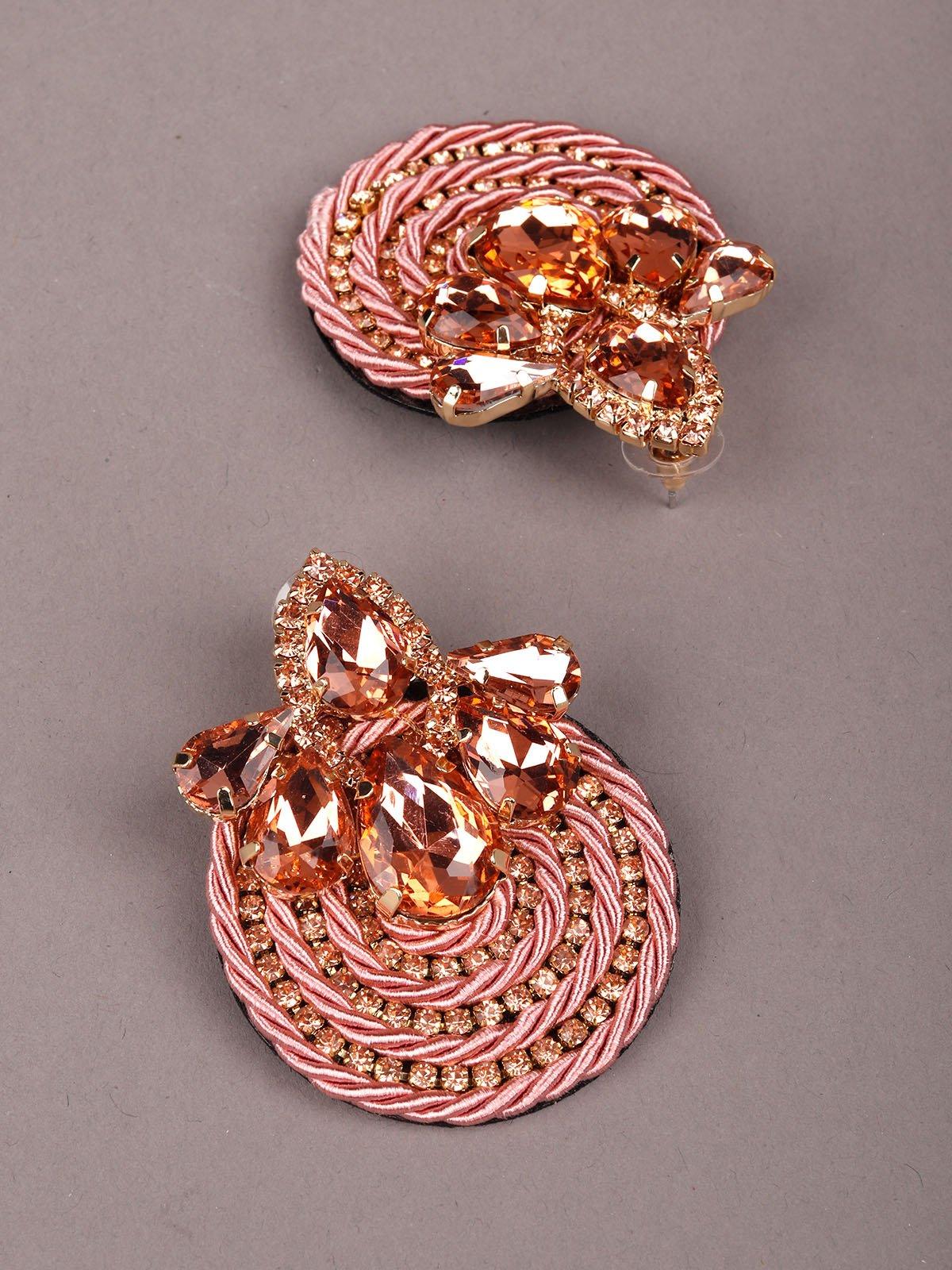 Women's Pink And Gold-Tone Stud Earring