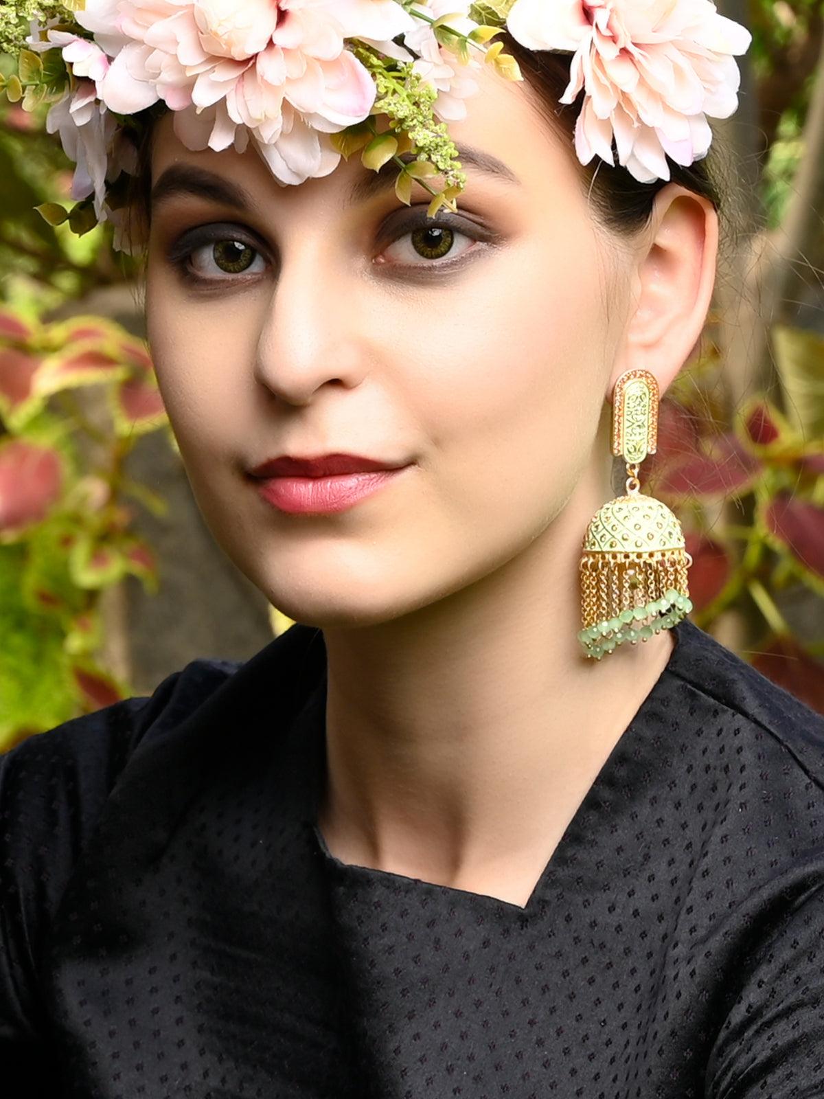 Women's Pista Green Beautiful Jhumka