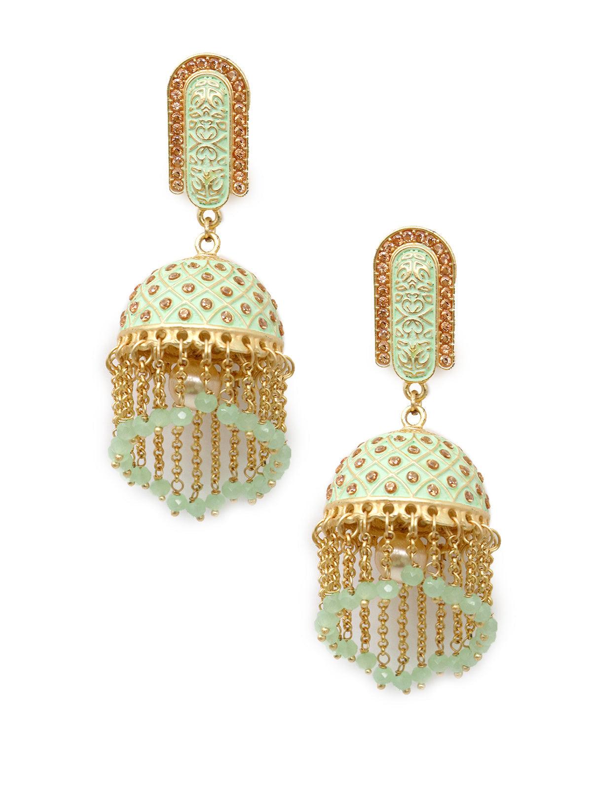 Women's Pista Green Beautiful Jhumka