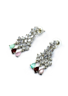 Women's American Diamond Sleek Necklace Set with Matching Earrings