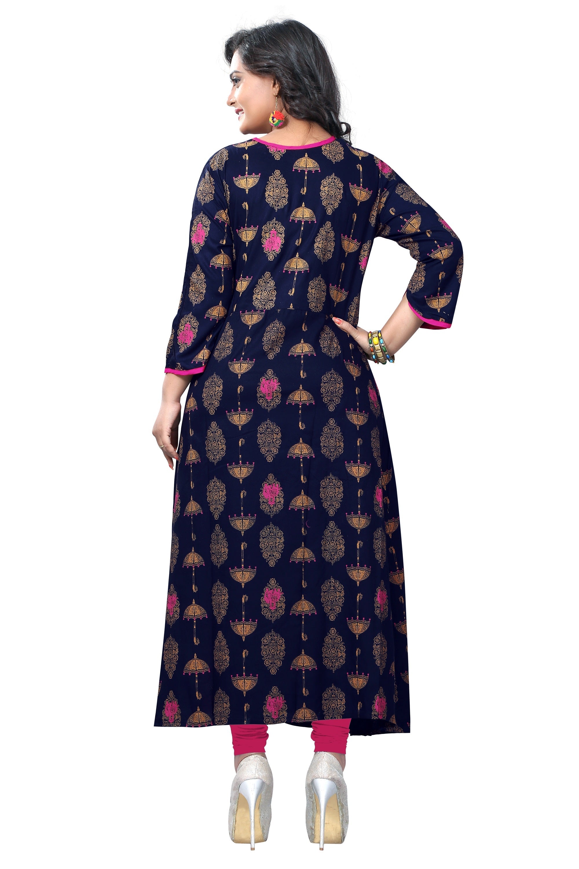 Women's Blue Color Rayon A-Line Kurta Only