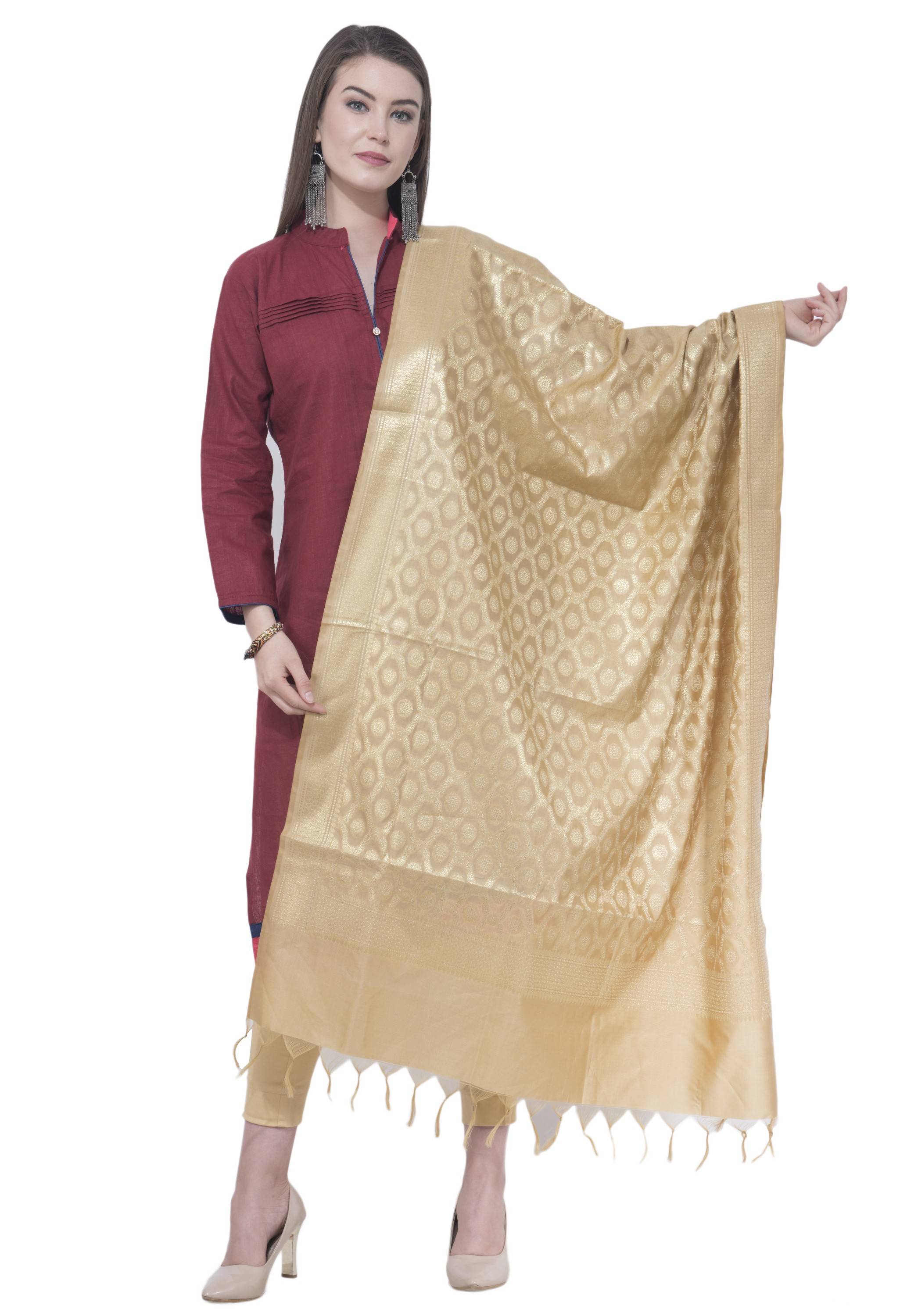 A R SILK Golden Color Vns pastle Chanderi cotton Dupattas