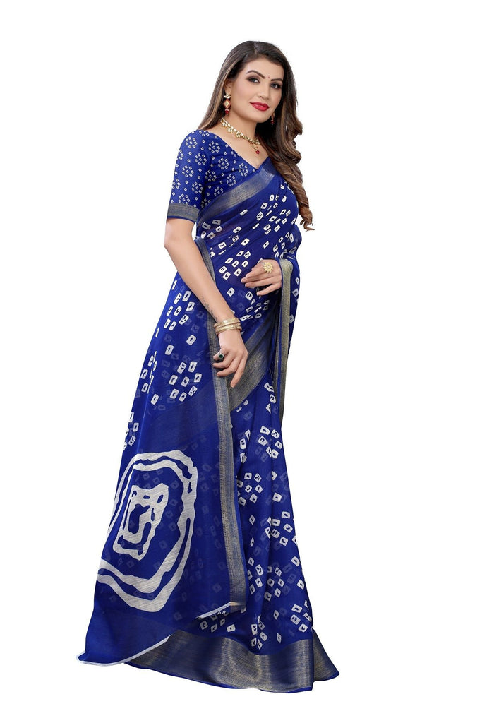 Women's Linen Jari Border Saree With Blouse Piece