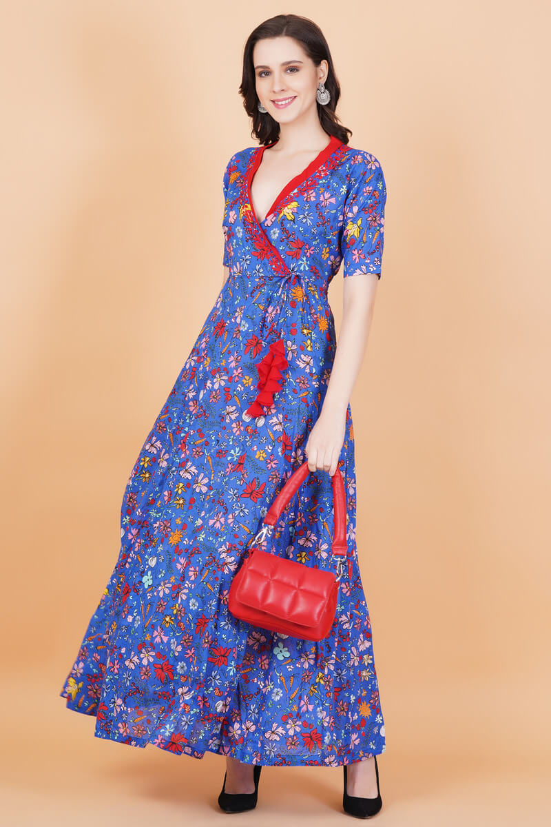 Women's Camric Cotton Chikankari Long Kurti