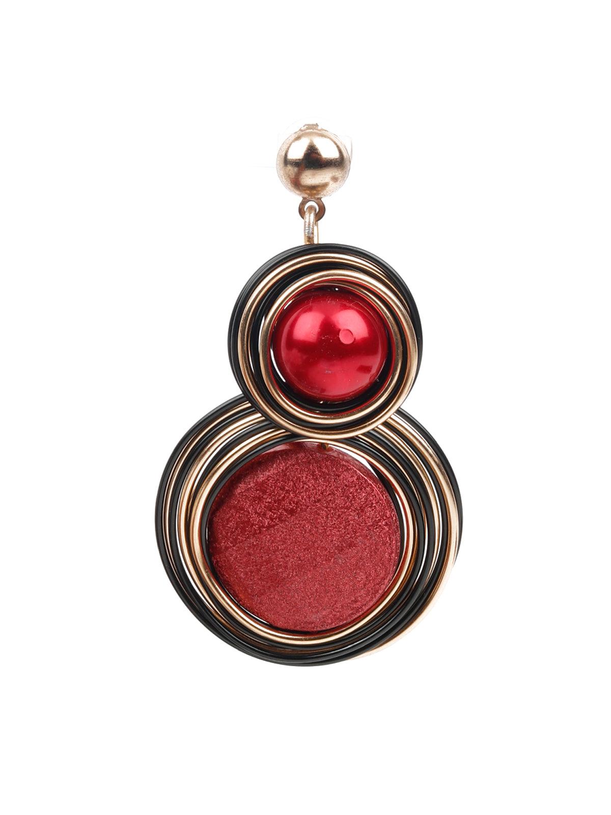 Women's Red And Black Dangle Earring