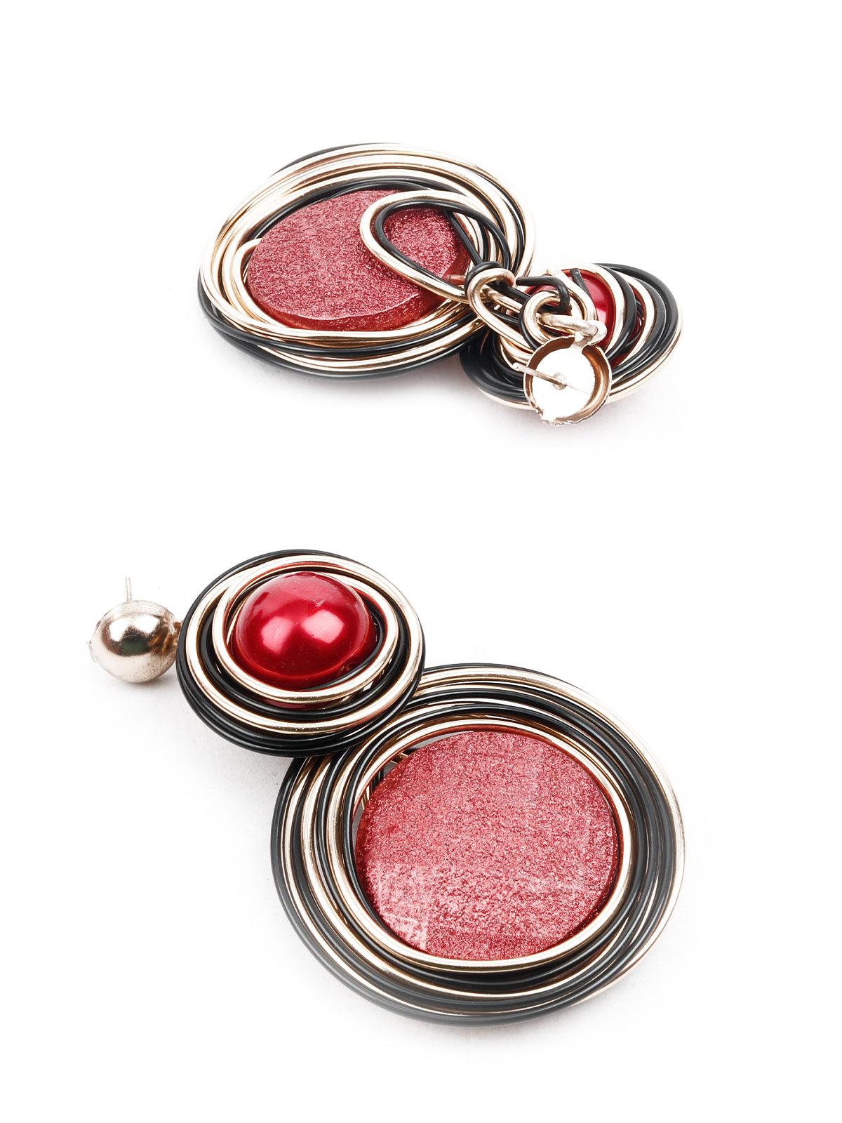 Women's Red And Black Dangle Earring