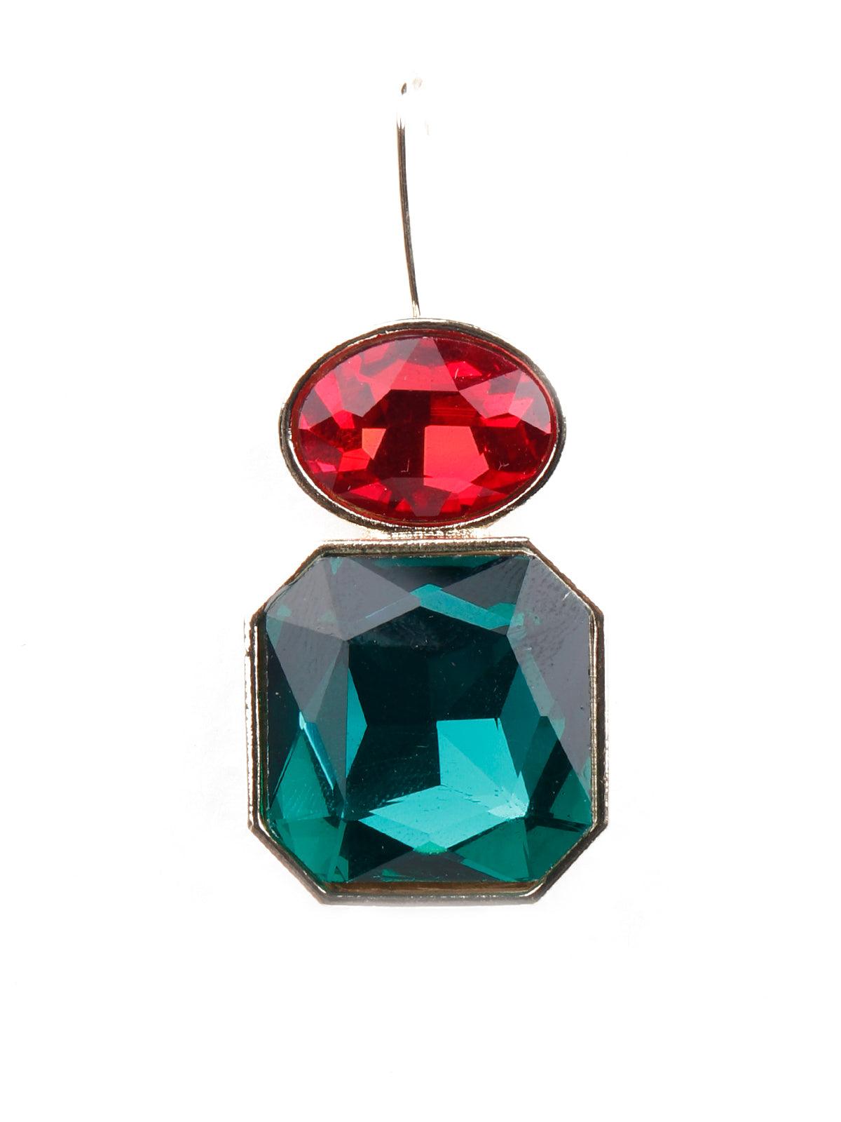 Women's Red And Green Rhinestone Drop Earring