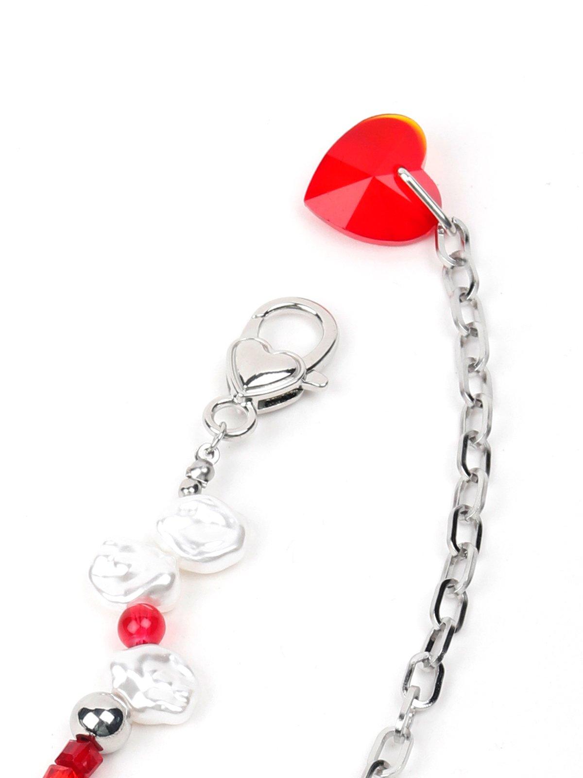 Women's Red And White Beaded Necklac
