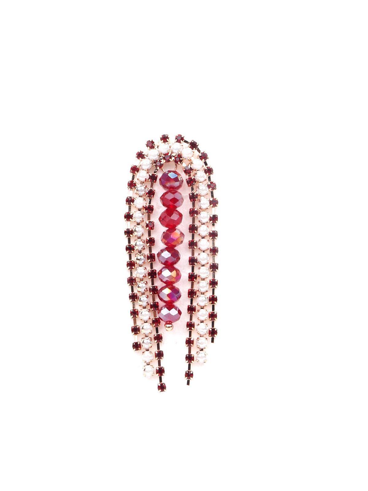 Women's Red And White Loop Statement Earring