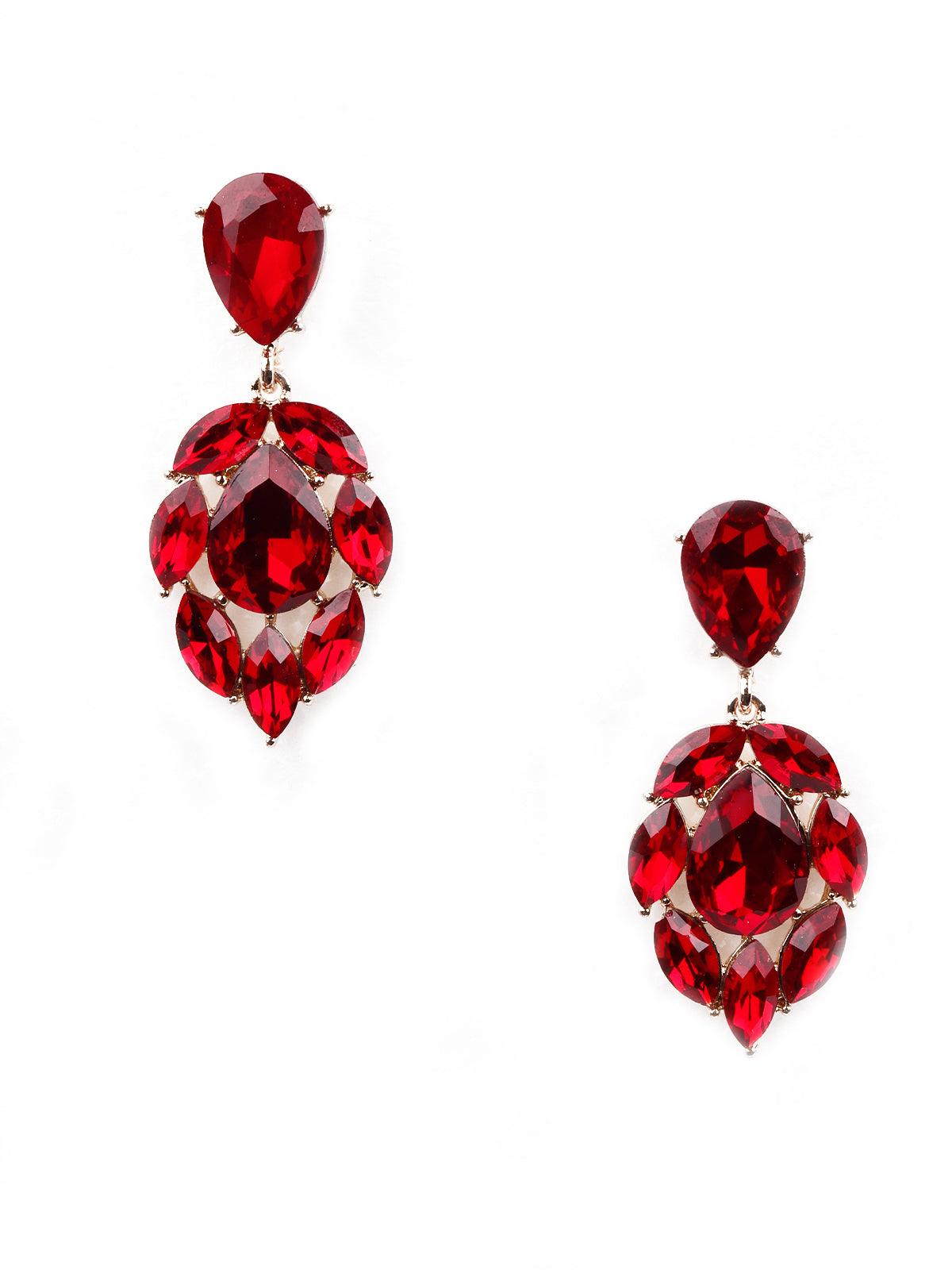 Women's Red Artificial Crystal Gorgeous Drop Statement Earring
