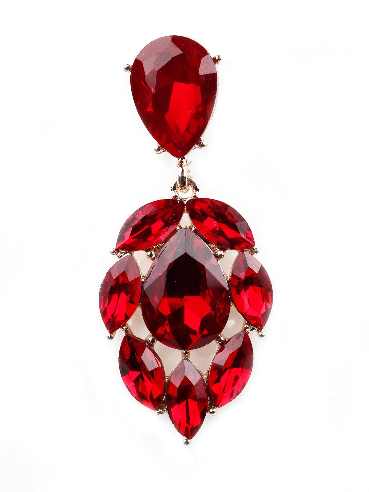 Women's Red Artificial Crystal Gorgeous Drop Statement Earring
