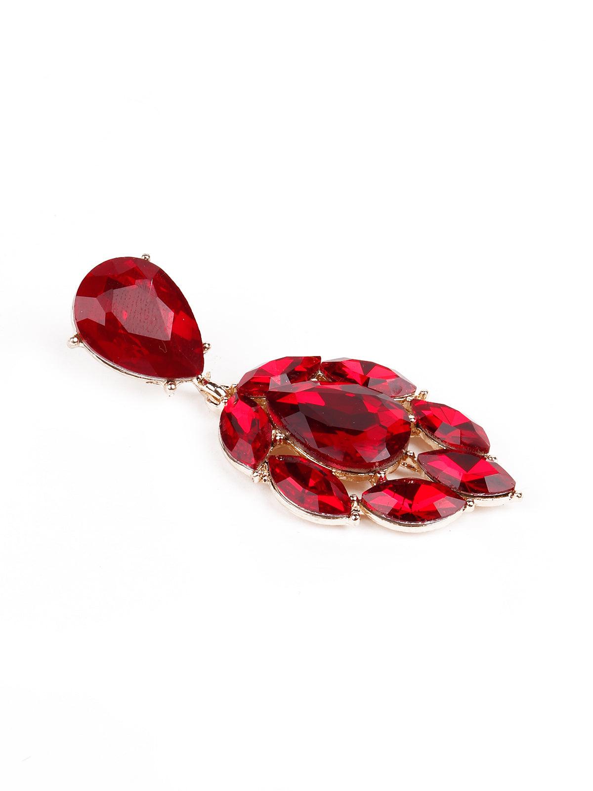 Women's Red Artificial Crystal Gorgeous Drop Statement Earring