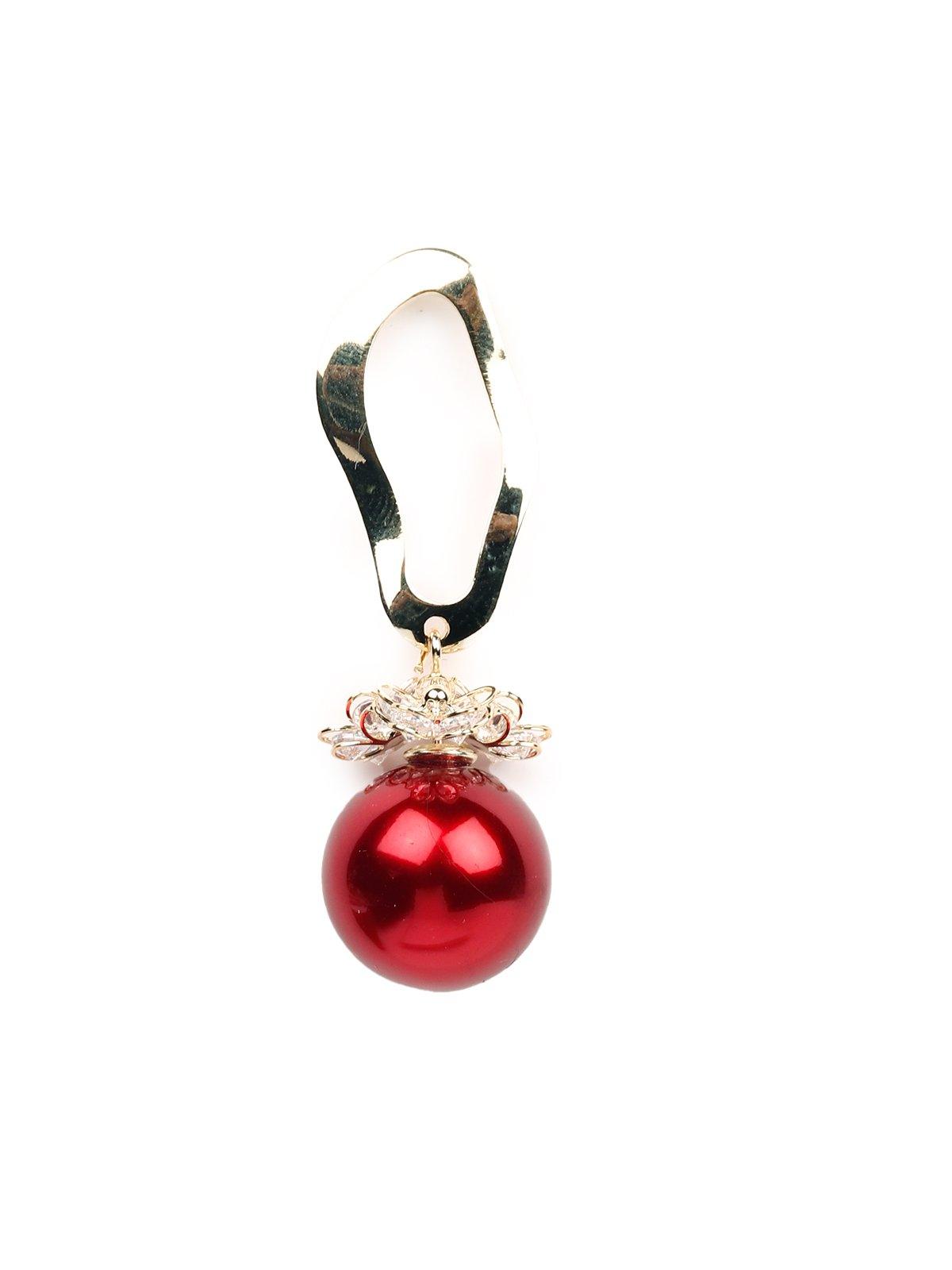 Women's Red Ball Drop Earring