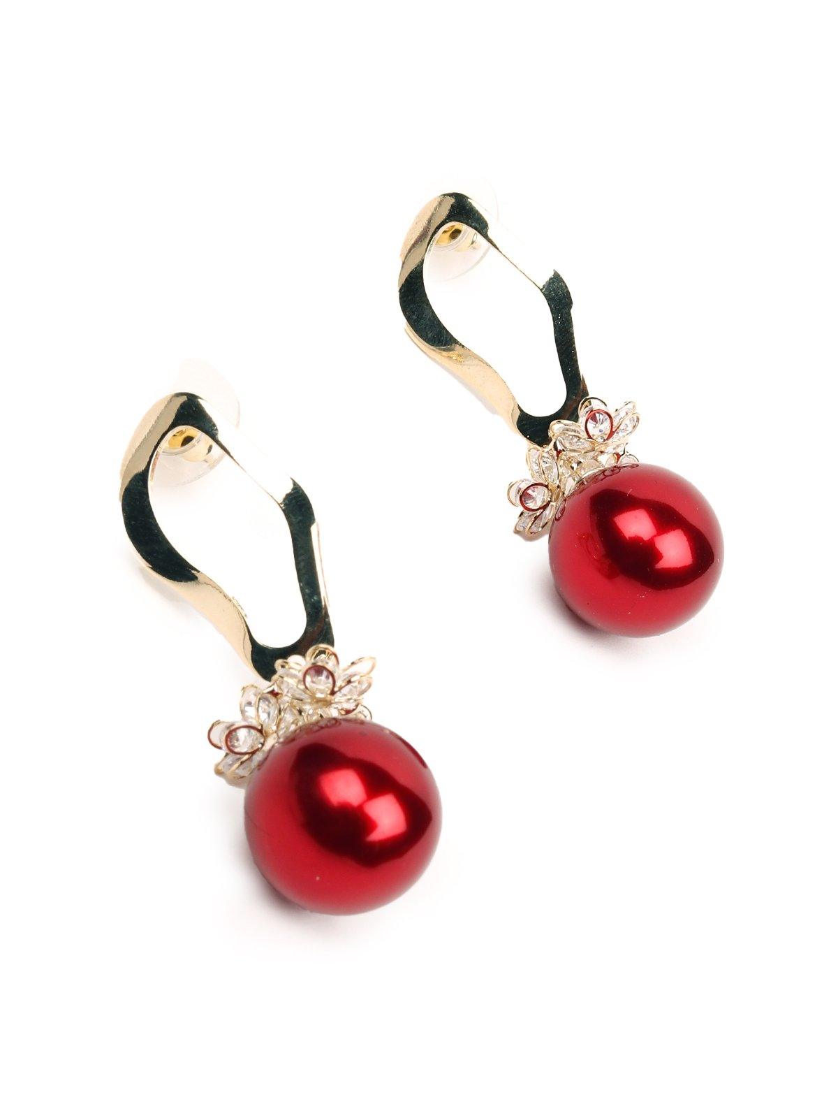 Women's Red Ball Drop Earring