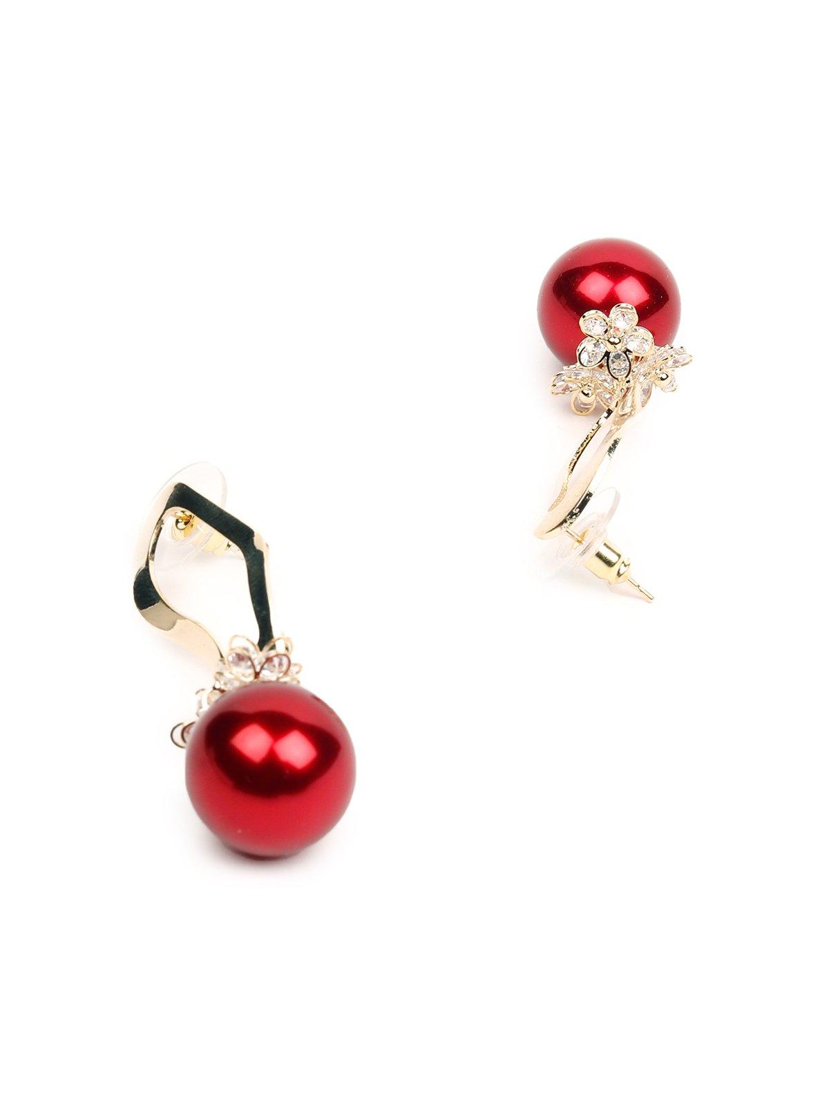 Women's Red Ball Drop Earring