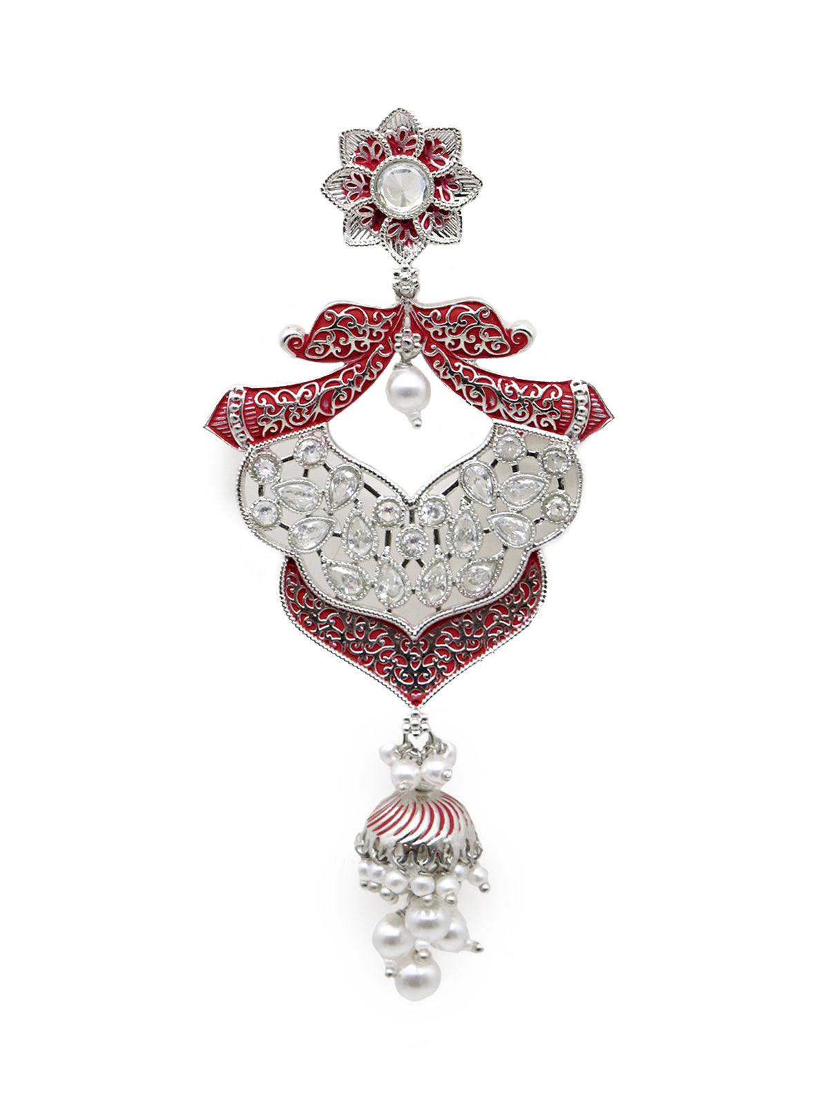 Women's Red Silver Tone Amazing Dangle Earring