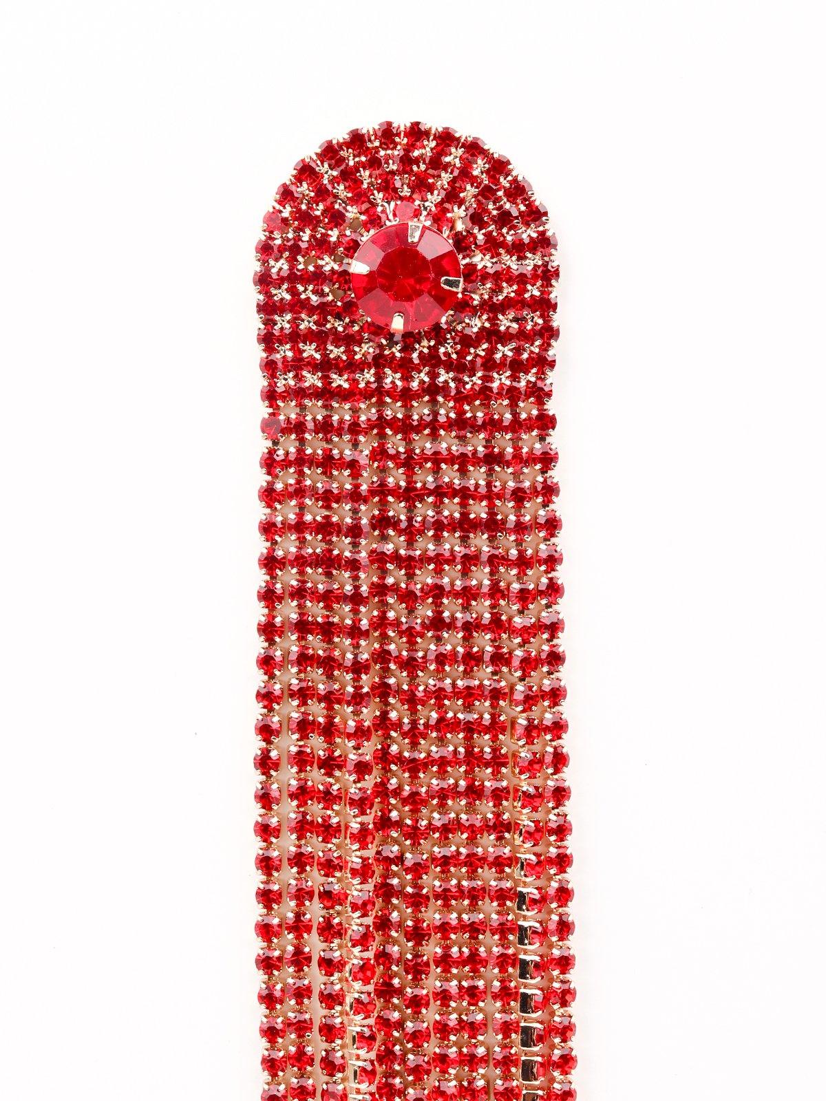 Women's Red Straight Crystal-Embellished Drop Tassel Earring