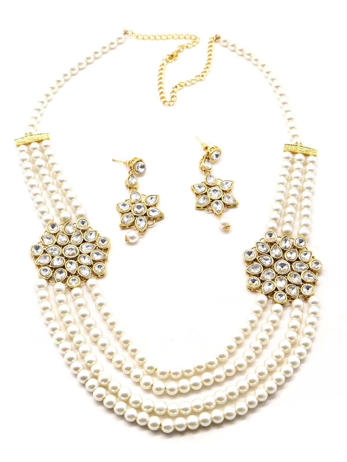 Women's Regular Attractive Faux Pearl Necklace With Earrings