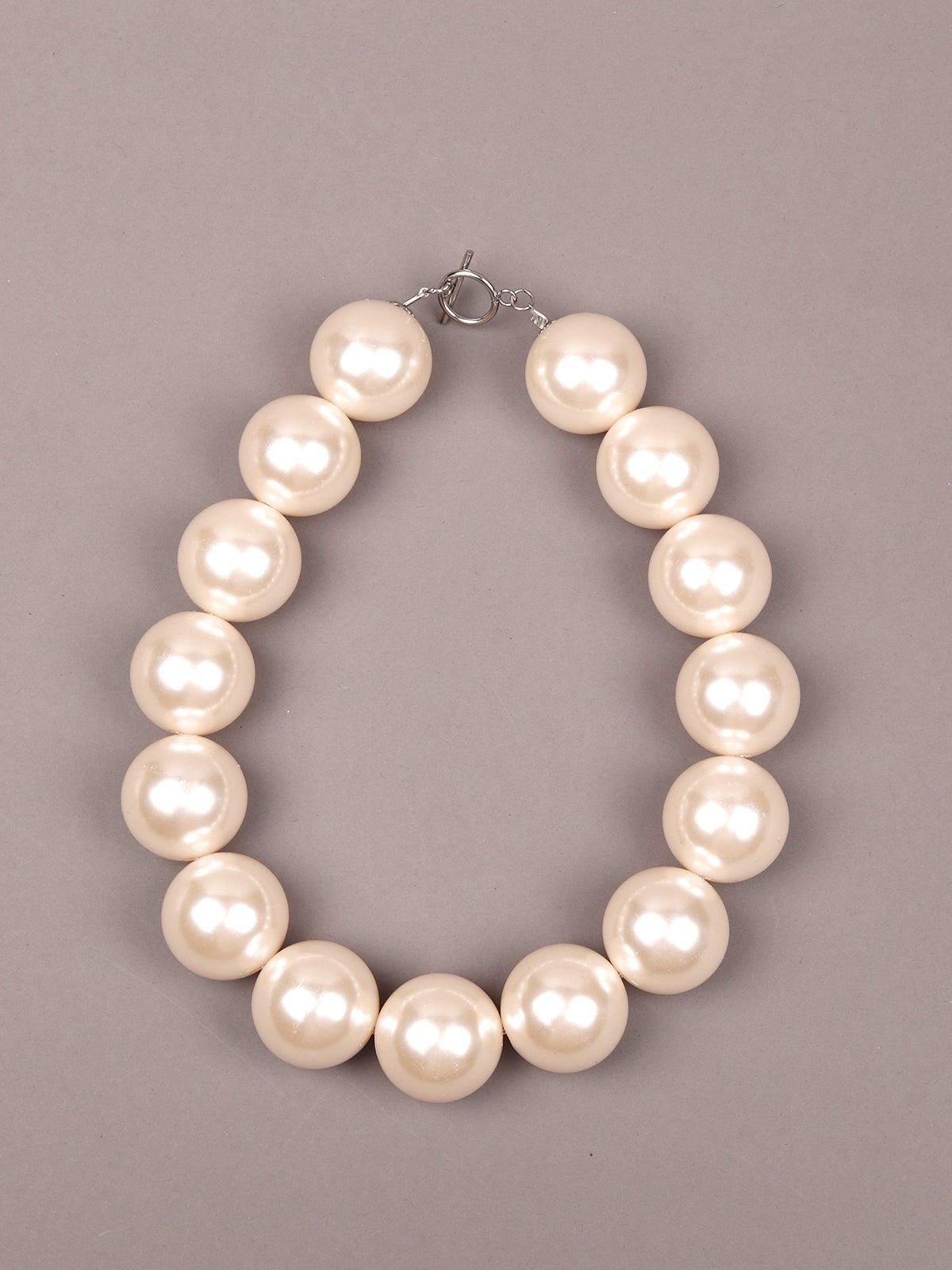 Women's Retro Style Huge White Pearl Statement Necklac