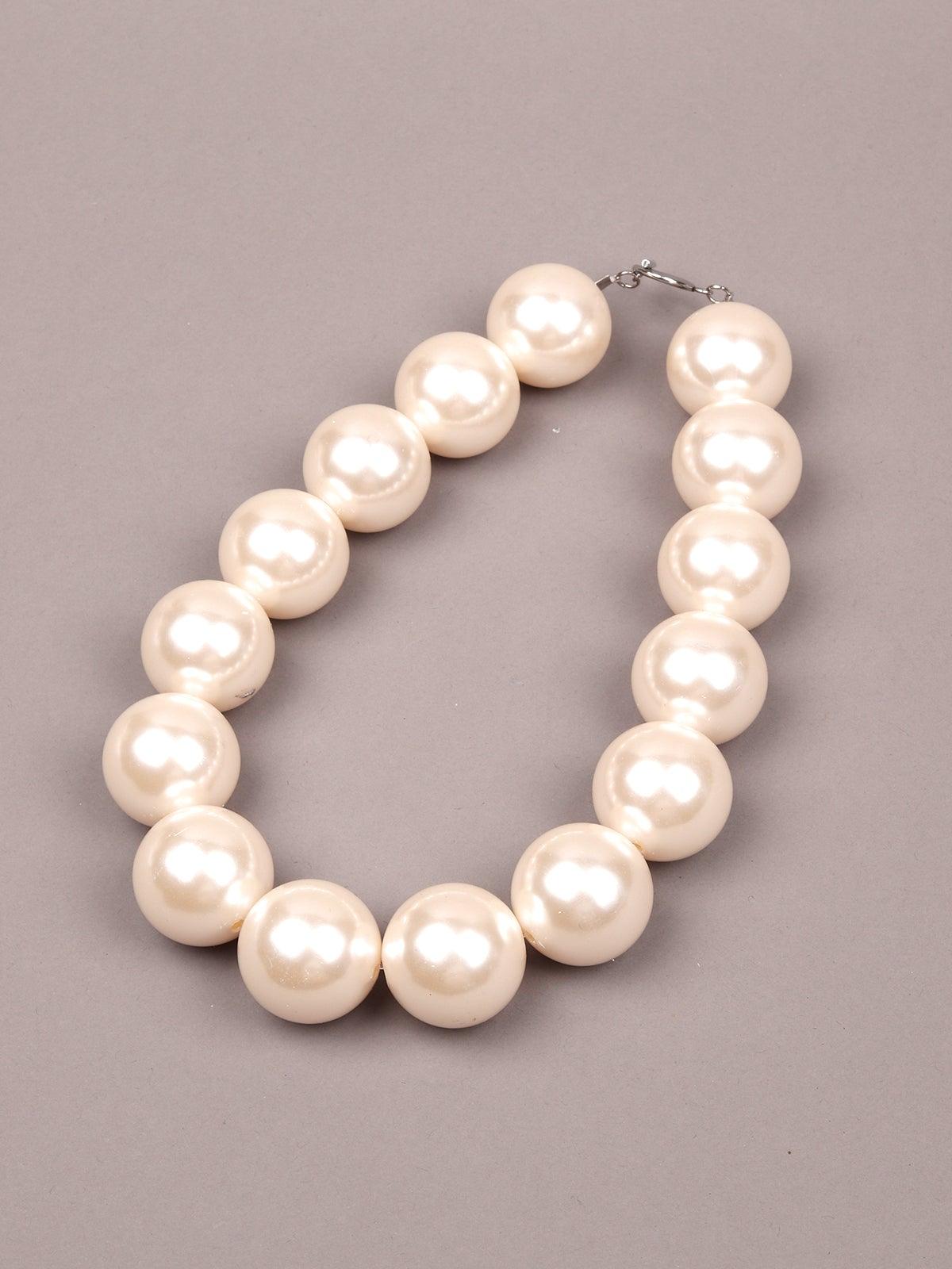 Women's Retro Style Huge White Pearl Statement Necklac