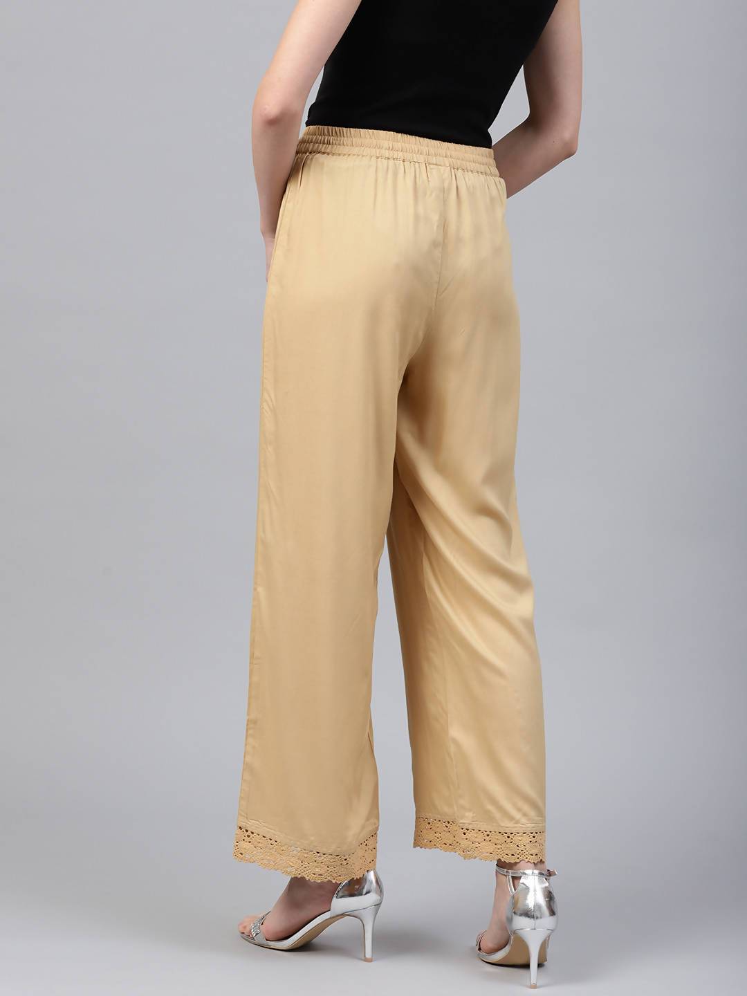 Women's Rayon Embellished Wide-Leg Palazzo