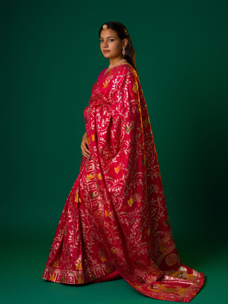 Women's Munga silk Fabric Banarsi Zari weaving saree DC
