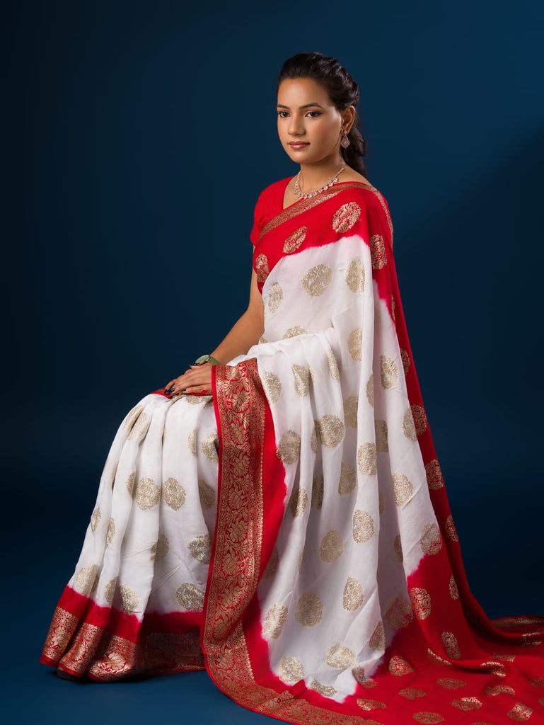 Women's Georgette Zari Faag Shadded Saree  PF