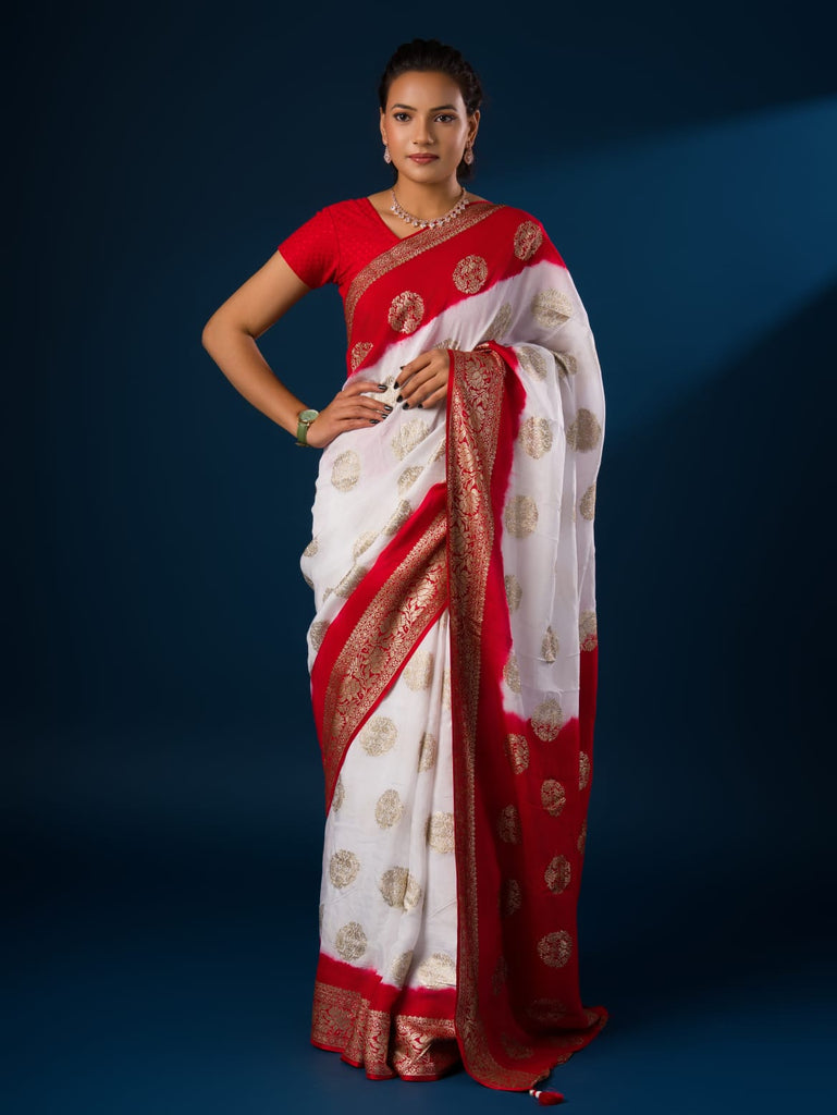 Women's Georgette Zari Faag Shadded Saree  PF