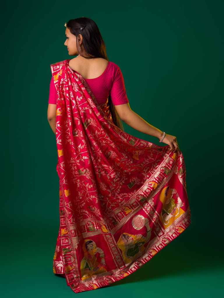 Women's Munga silk Fabric Banarsi Zari weaving saree DC