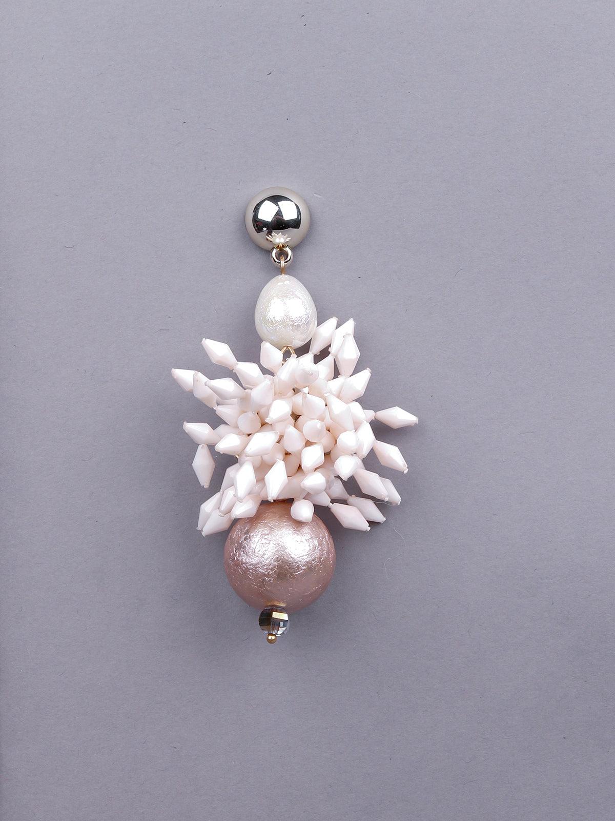 Women's Rose Gold And White Statement Earring