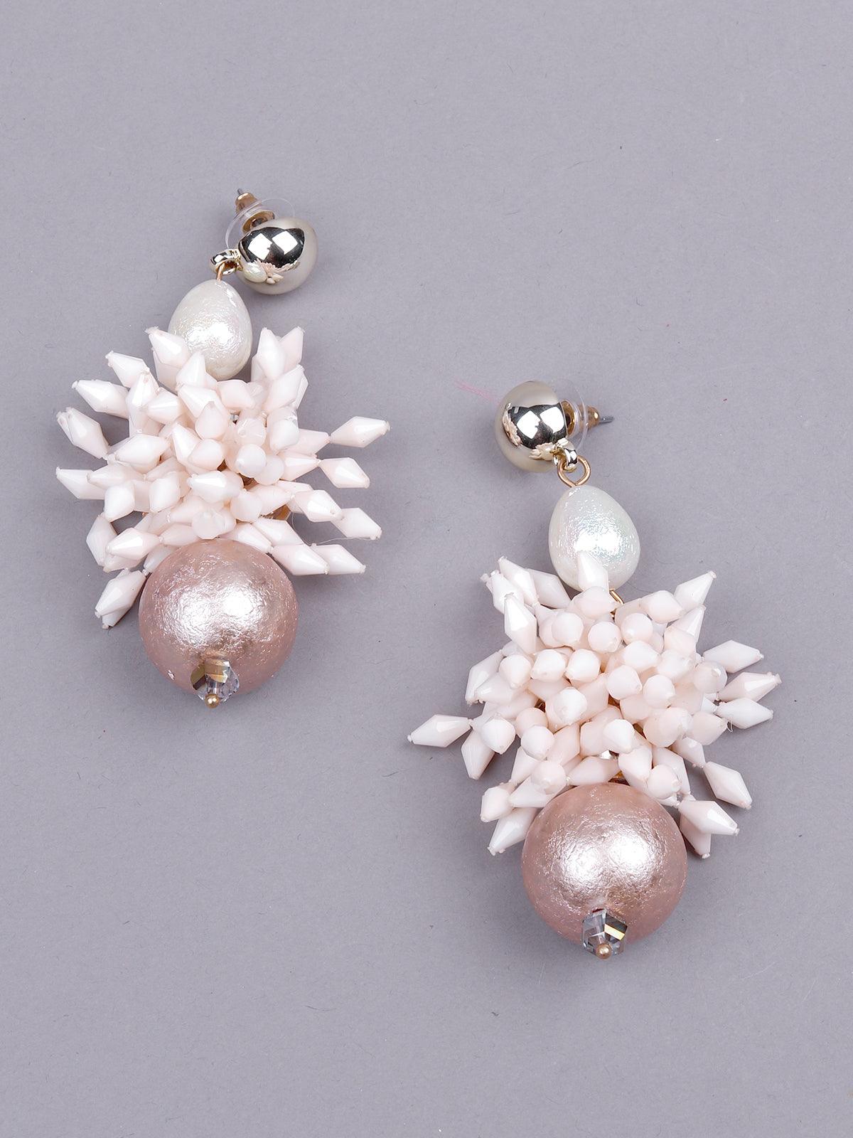 Women's Rose Gold And White Statement Earring
