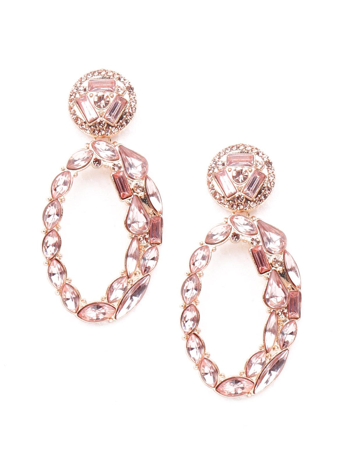 Women's Rose Gold Crystal Studded Statement Earring