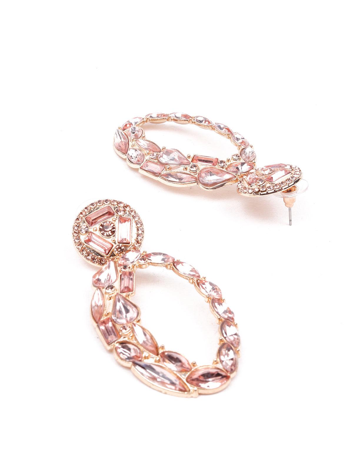 Women's Rose Gold Crystal Studded Statement Earring
