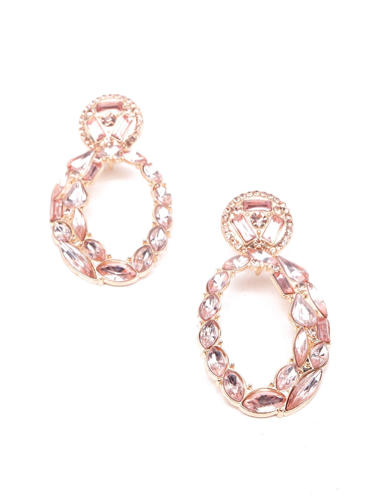 Women's Rose Gold Crystal Studded Statement Earring