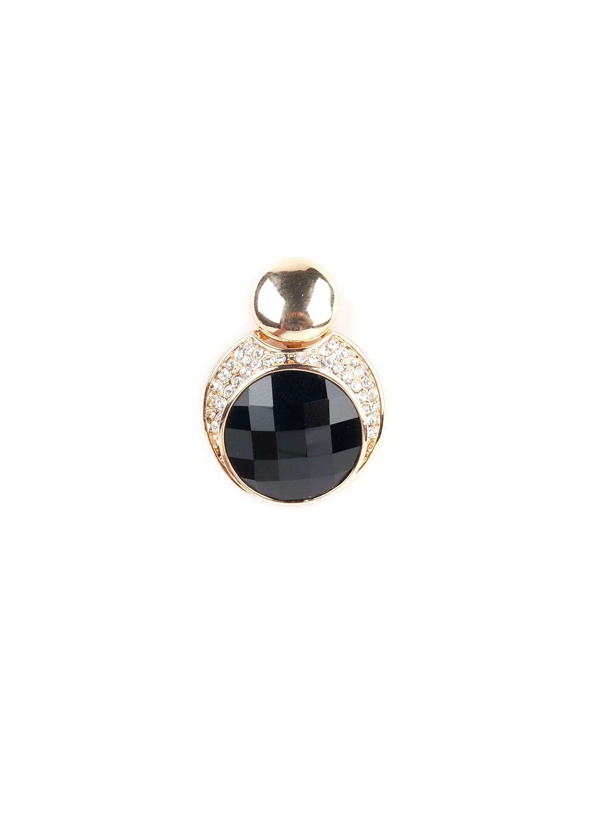 Women's Round Black Crystal Stud Earring