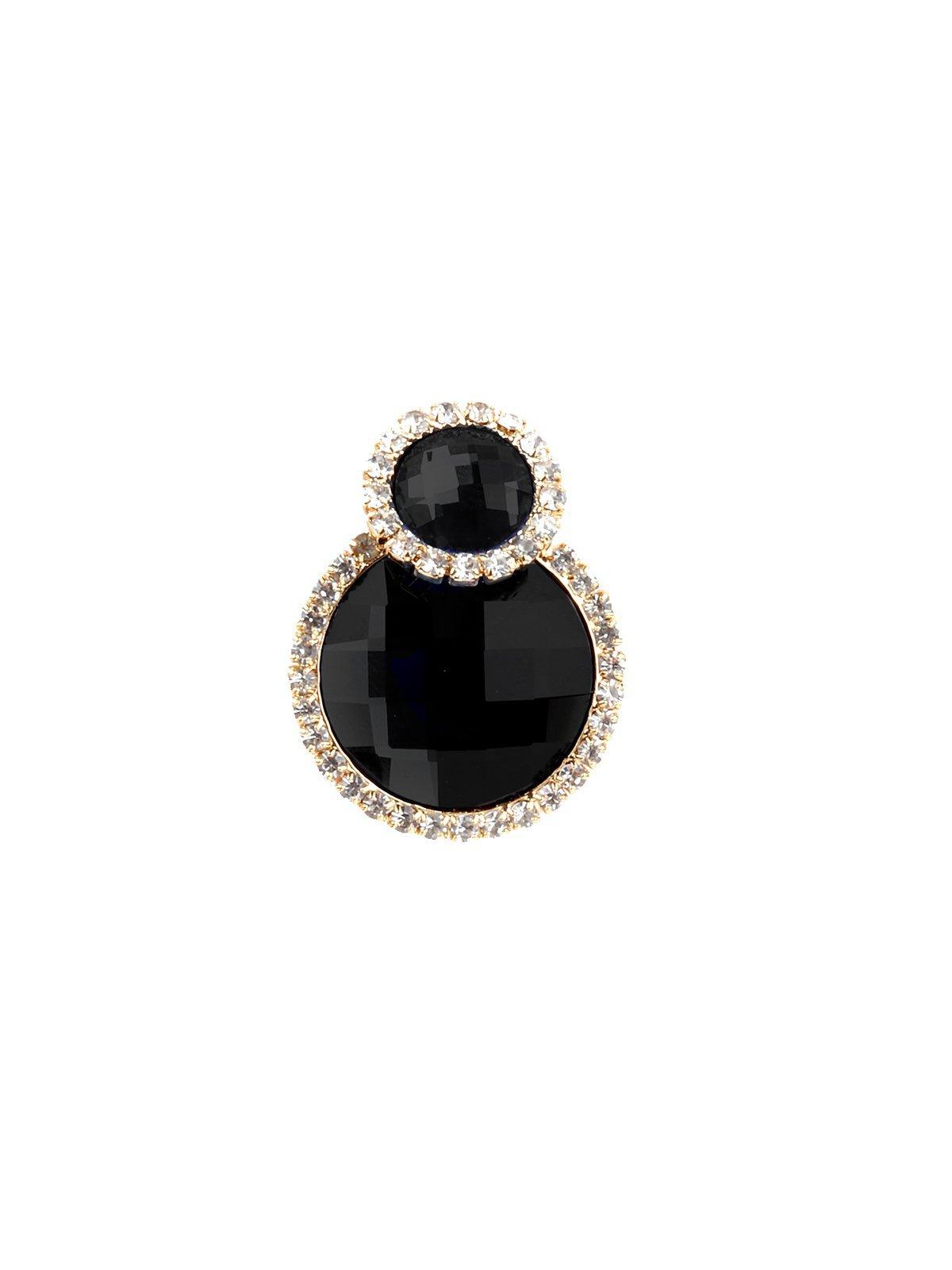 Women's Round Black Crystal Stud Earring