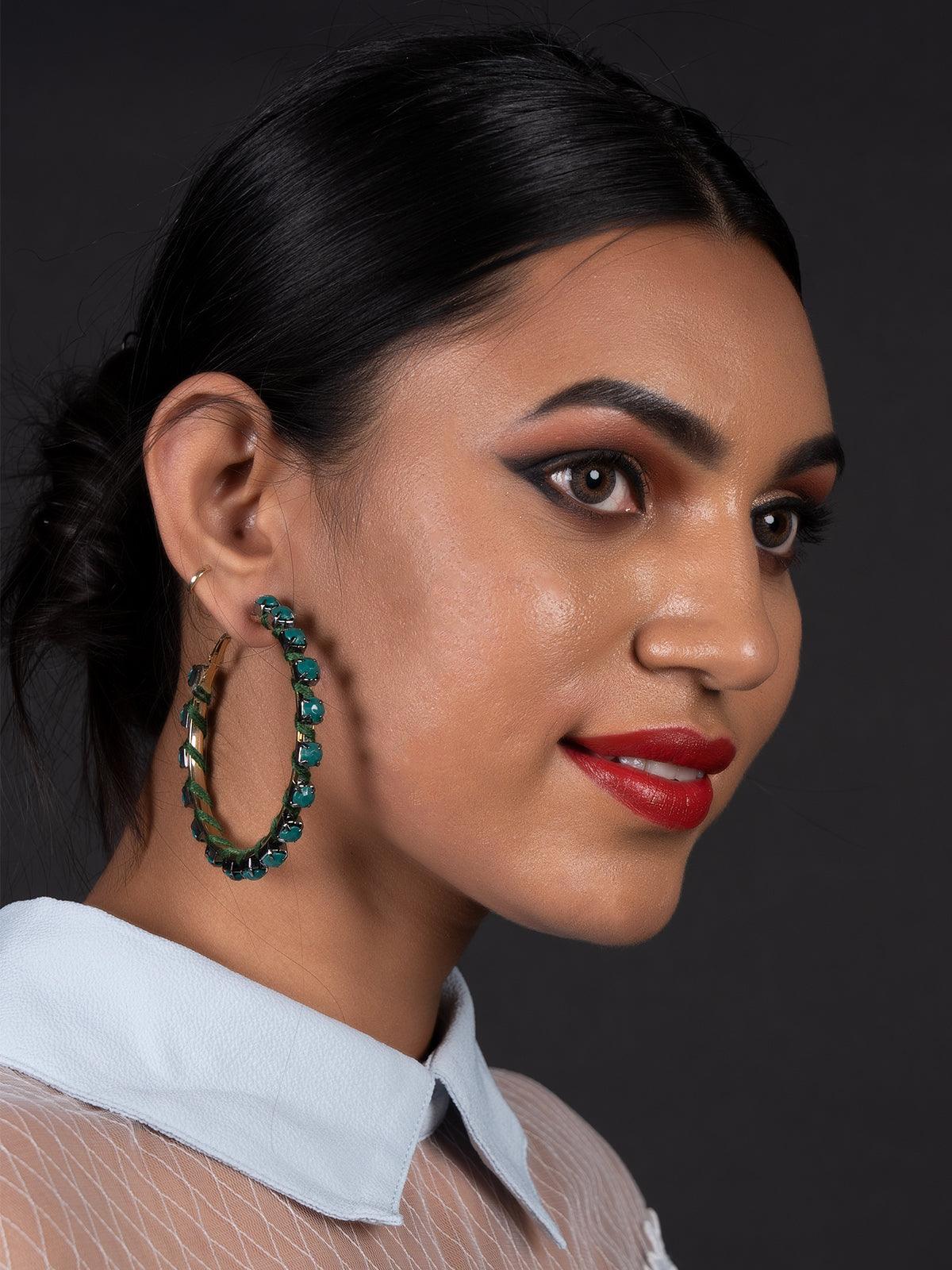 Women's Round Minimal Green Stylish Hoop