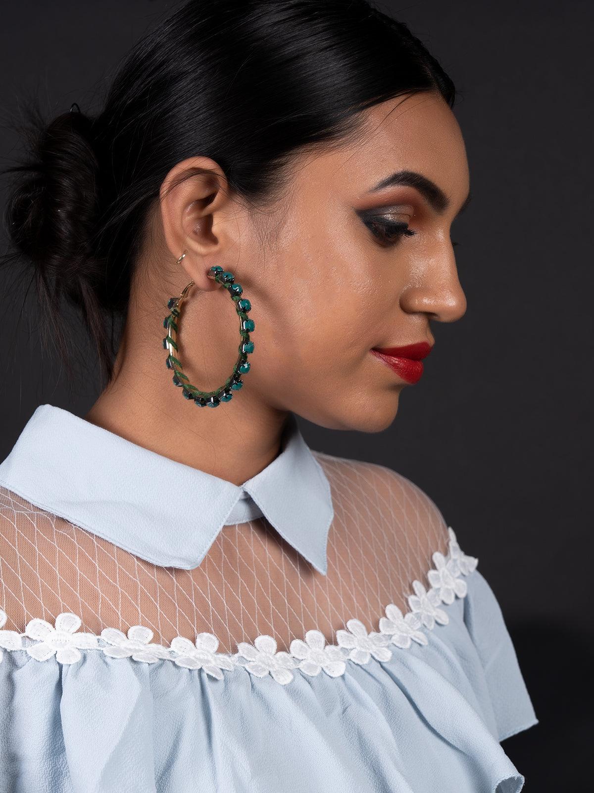 Women's Round Minimal Green Stylish Hoop