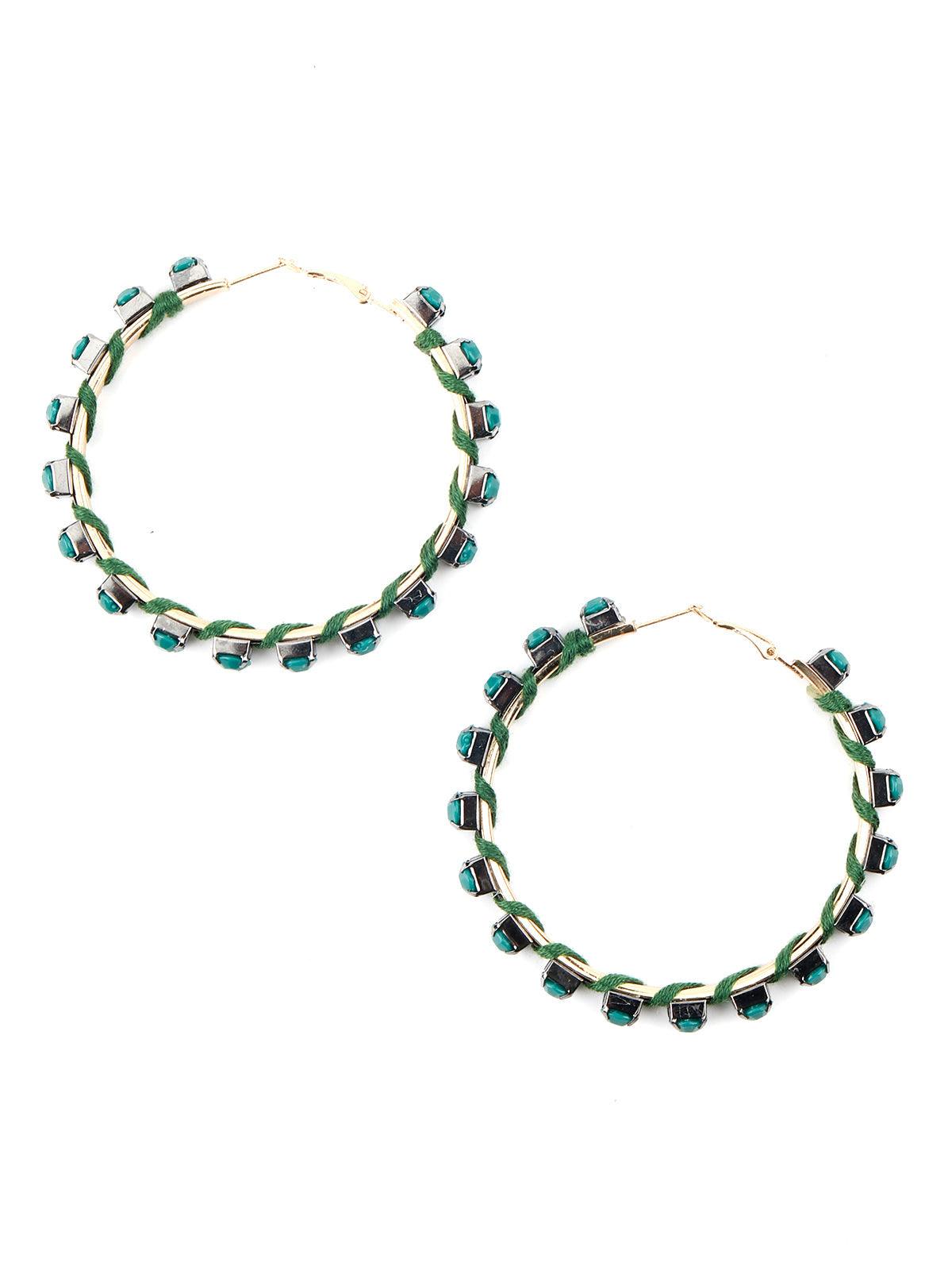 Women's Round Minimal Green Stylish Hoop