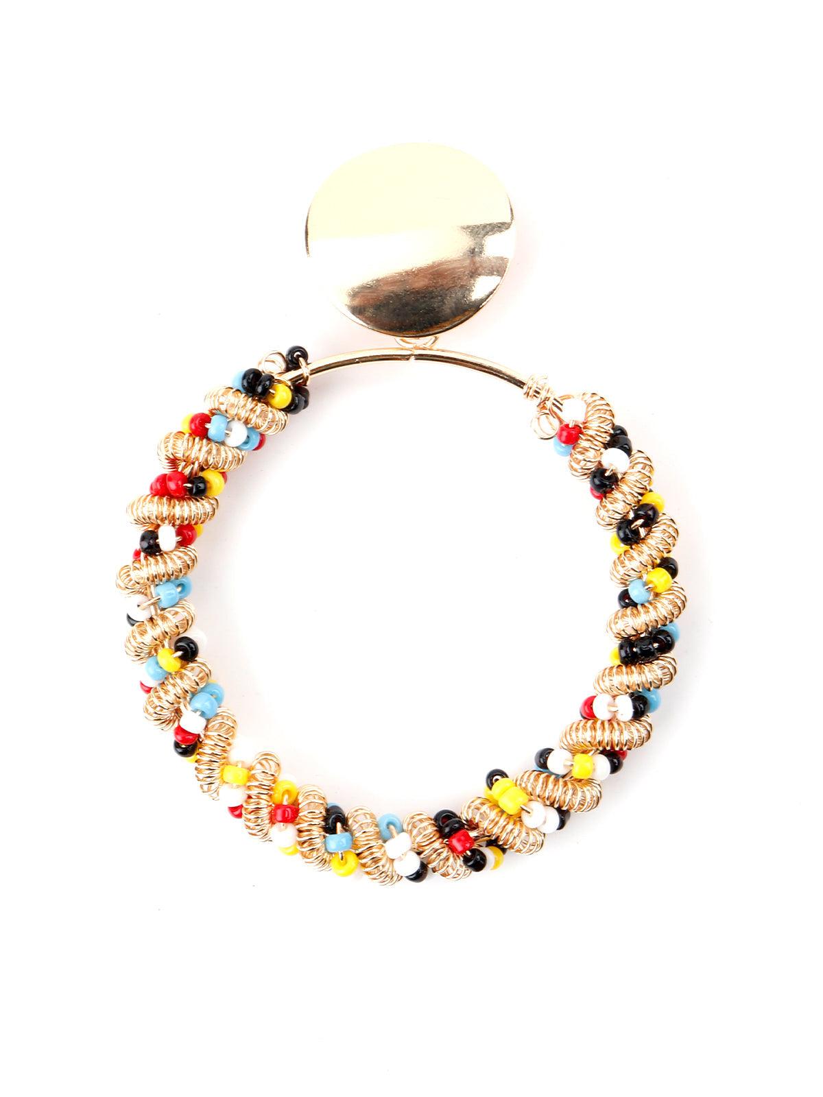 Women's Round Multicolor Beaded Dangle Earring