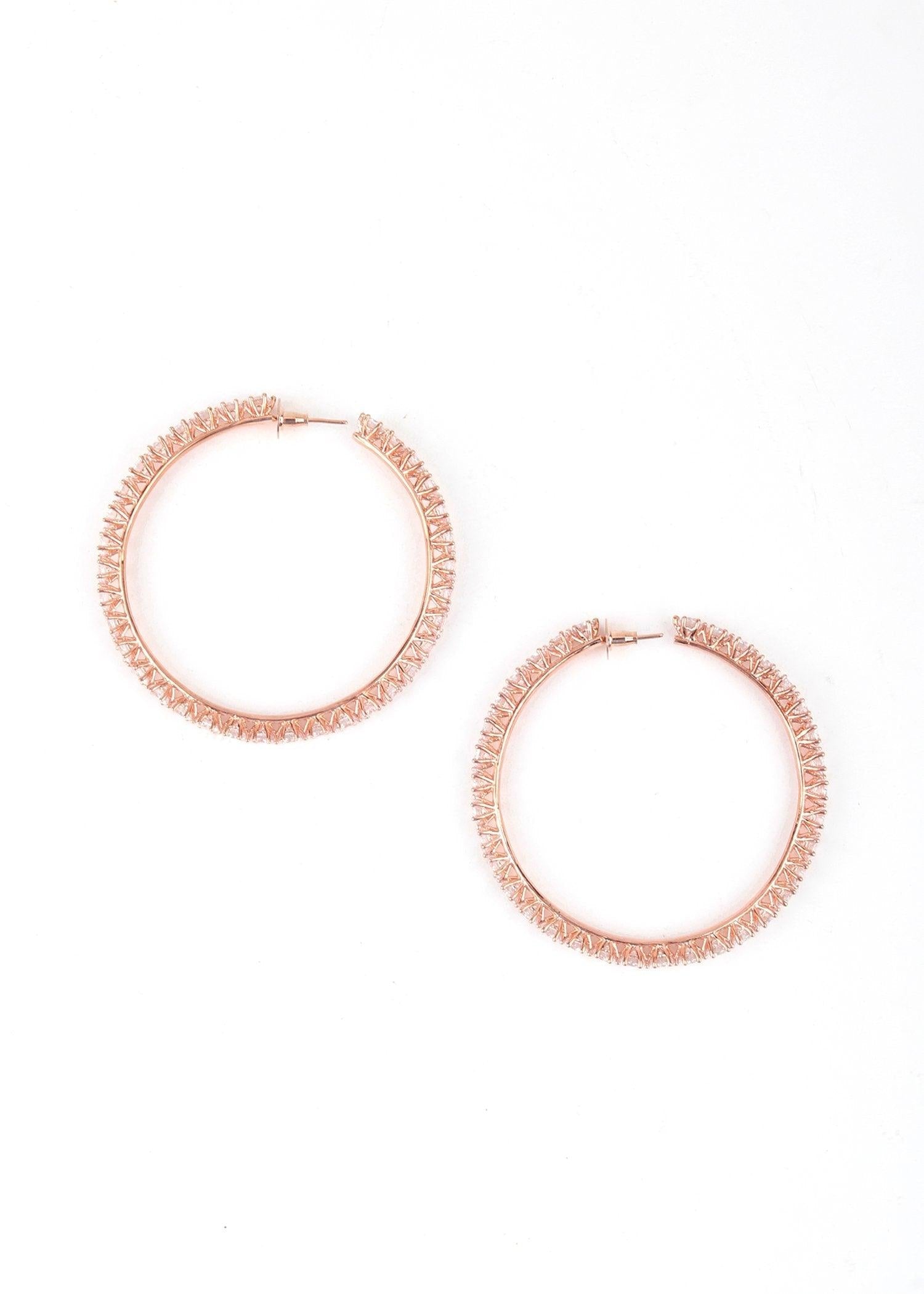 Women's Round Rose Gold Tone Hoops
