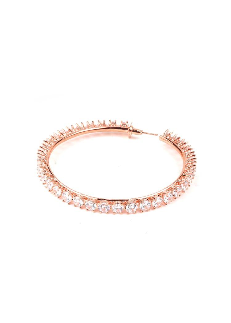 Women's Round Rose Gold Tone Hoops
