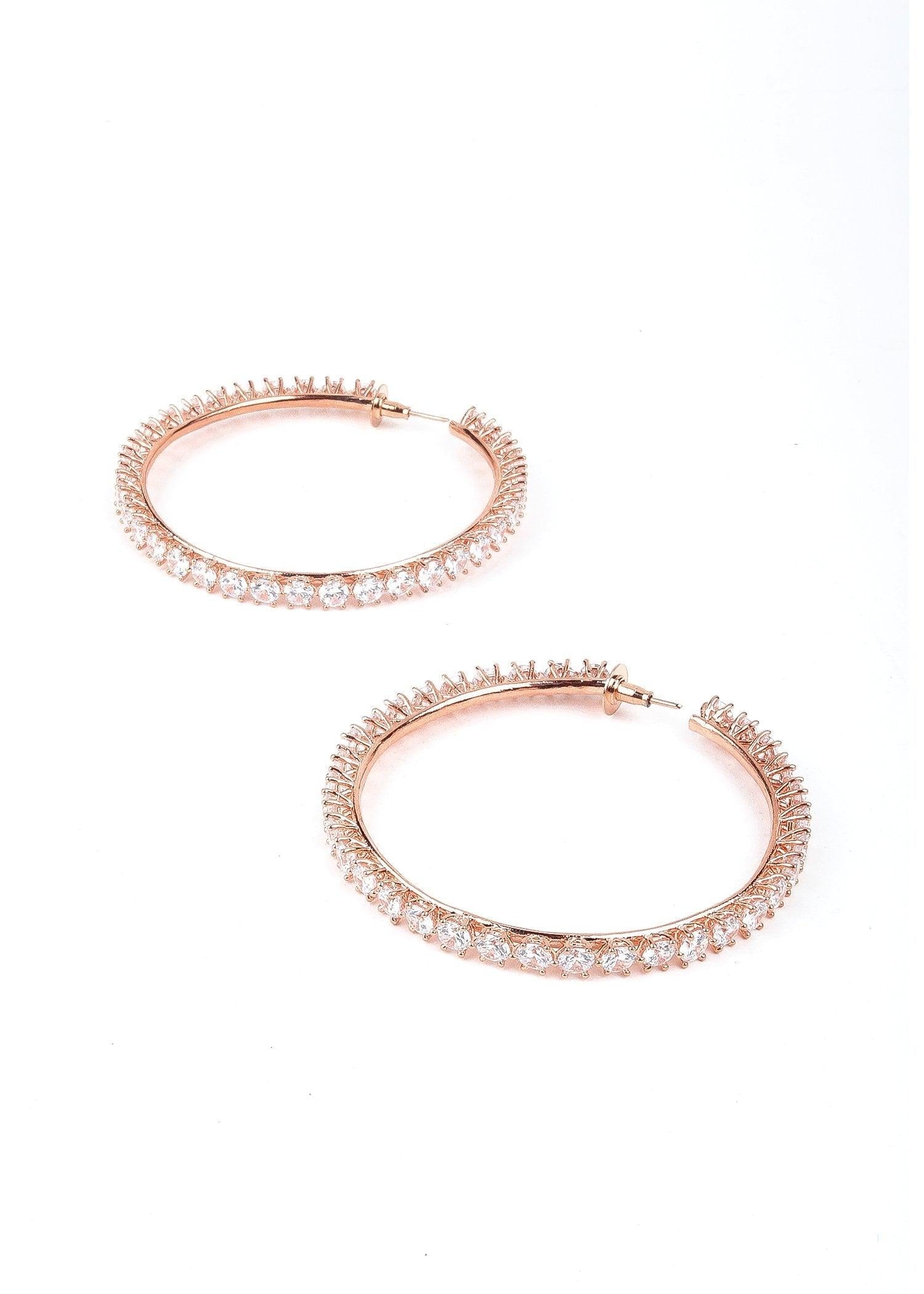 Women's Round Rose Gold Tone Hoops