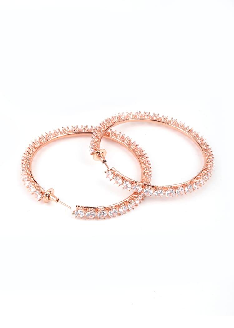 Women's Round Rose Gold Tone Hoops