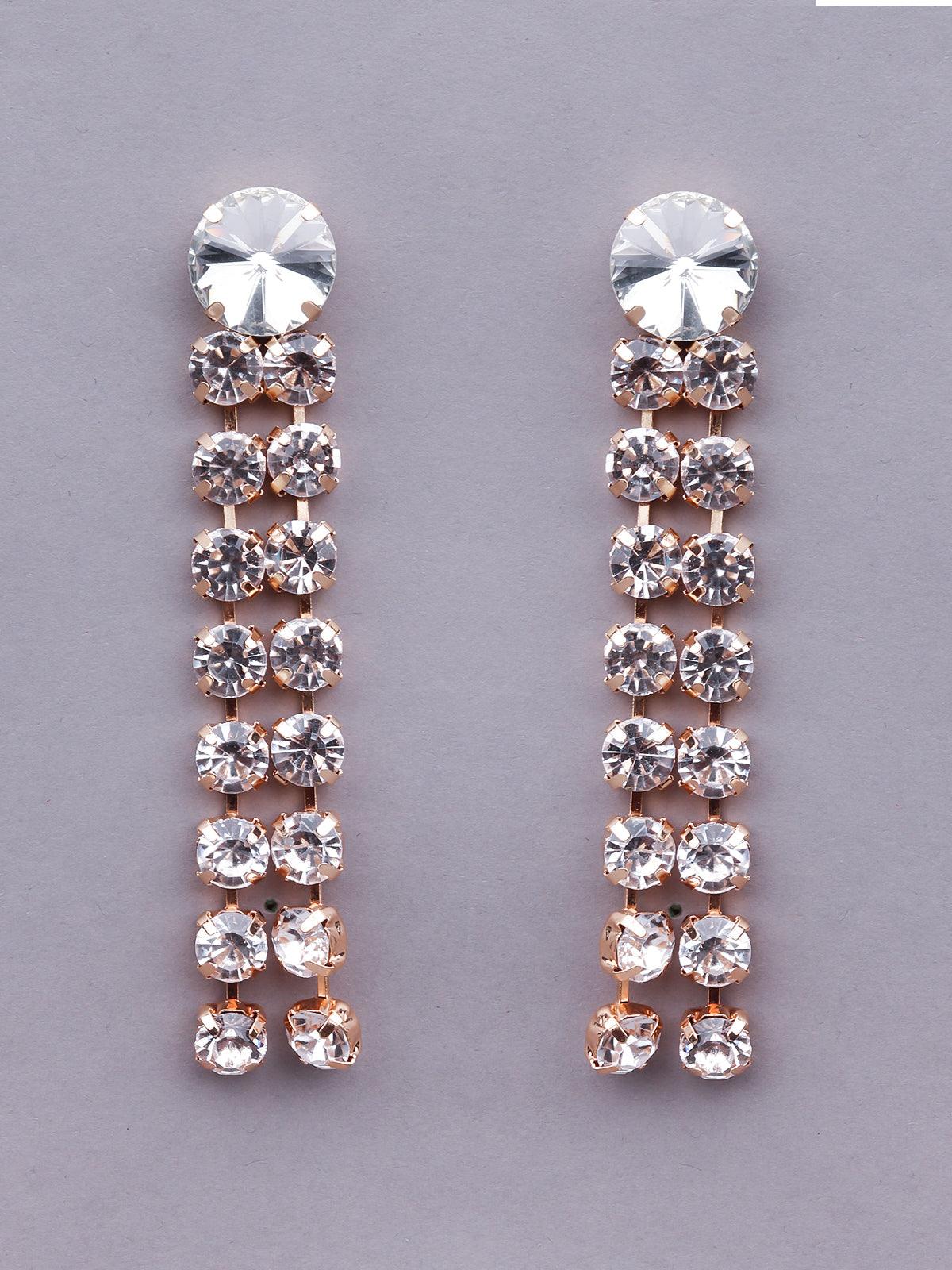 Women's Rounded Artificial Diamond Tassel Drop Earring
