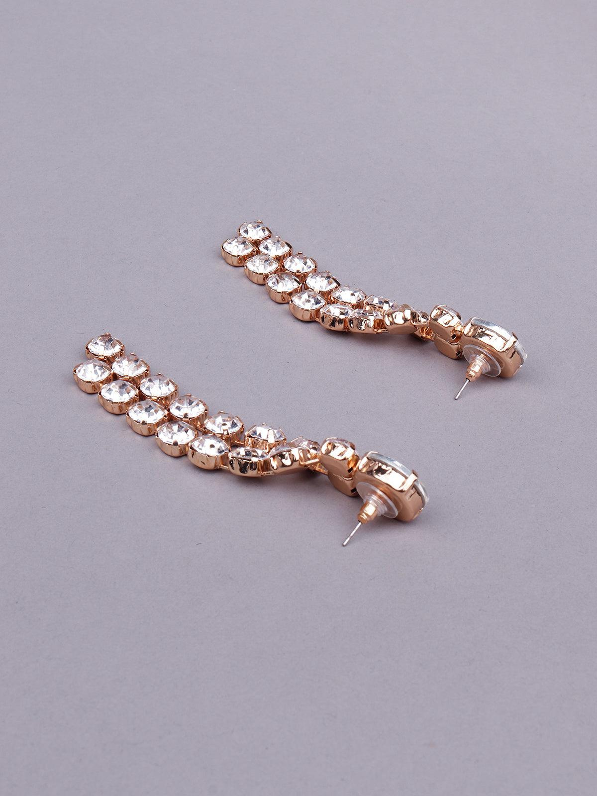Women's Rounded Artificial Diamond Tassel Drop Earring