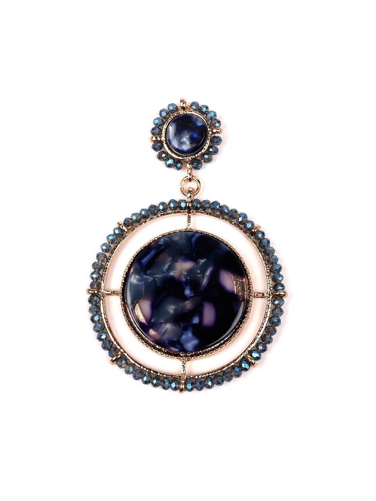 Women's Rounded Blue Embellished Earring
