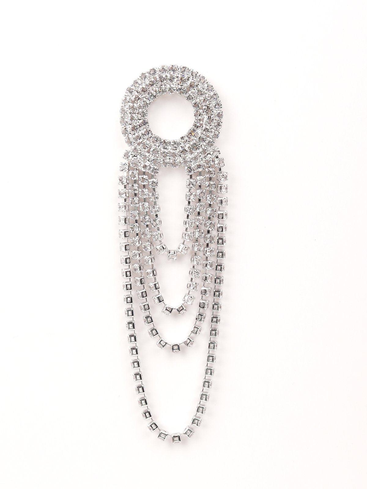 Women's Rounded Crystal Loop Earrings - Silve